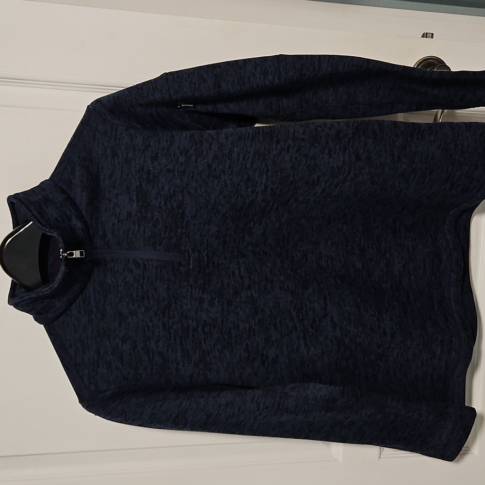 Lands' End Quarter Zip Sweater Fleece - Navy Blue Heather - Womens Large (14-16)